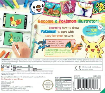 Pokemon Art Academy (Europe) (En,Fr,De,Es,It) box cover back